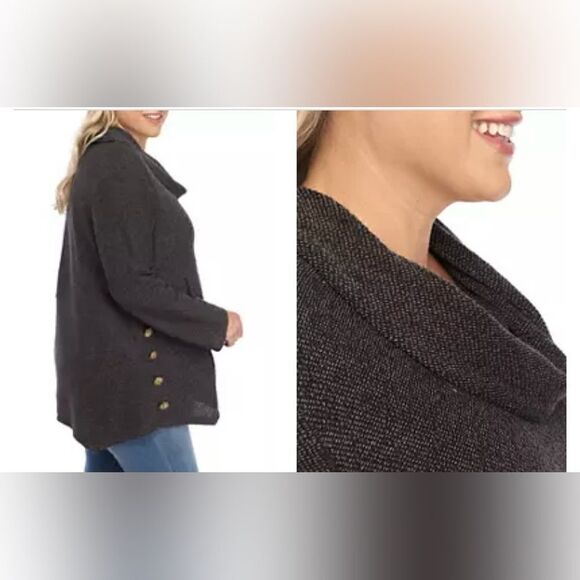 New Directions Cowl Neck Side Button Pullover Sweater Top Size Small - Picture 8 of 9